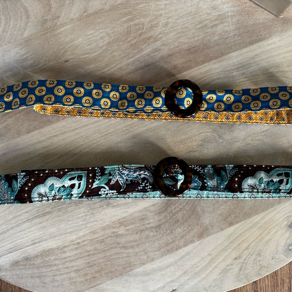 Vera Bradley reversible fabric belts Riviera Blue and Java Blue - Picture 1 of 3